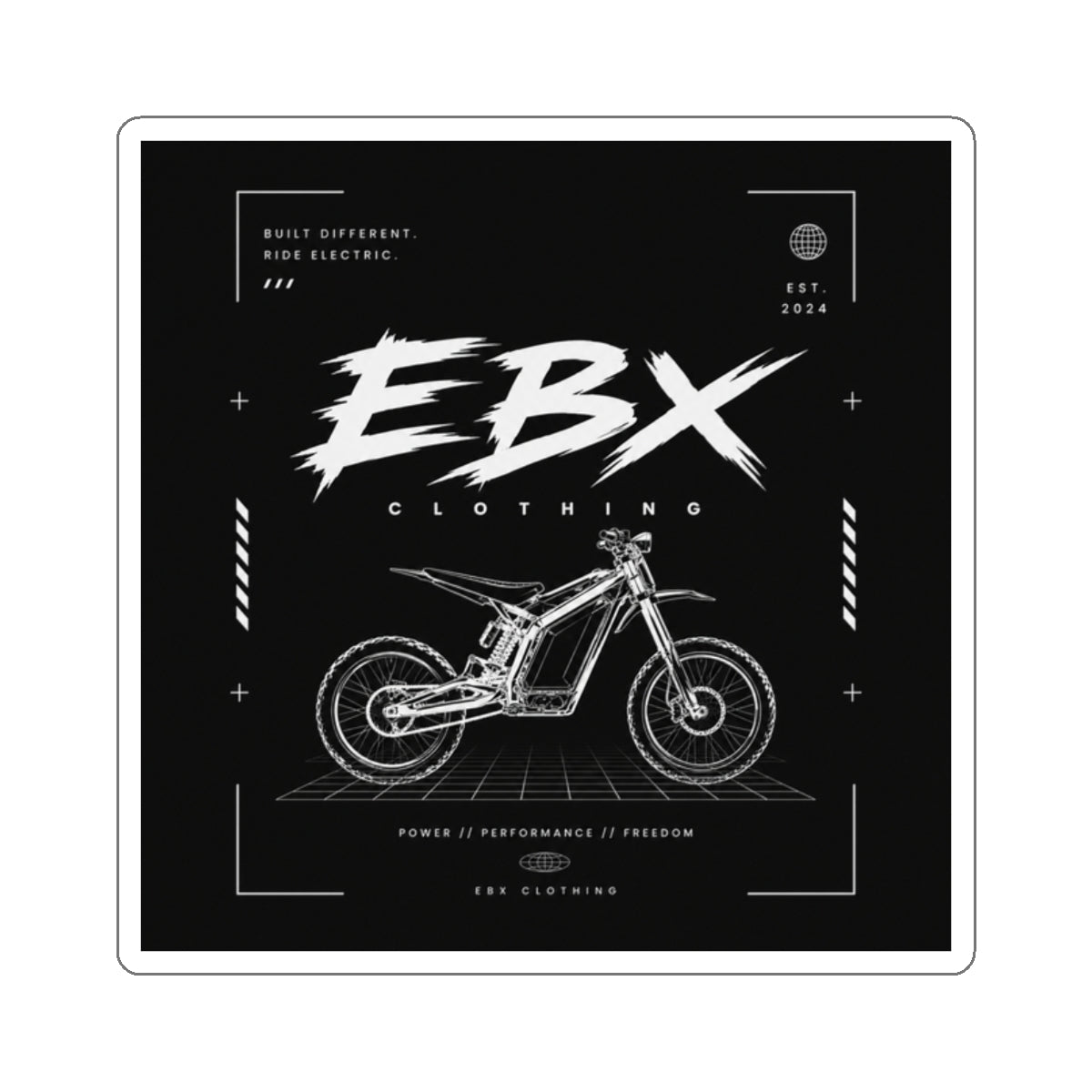 EBX Electric Bike Die-Cut Sticker — Motorcycle Blueprint Logo